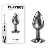 Playboy Pleasure Tux Small Metal Butt Plug 7.4 cm Size Chrome > Anal Range > Jewel Butt Plugs